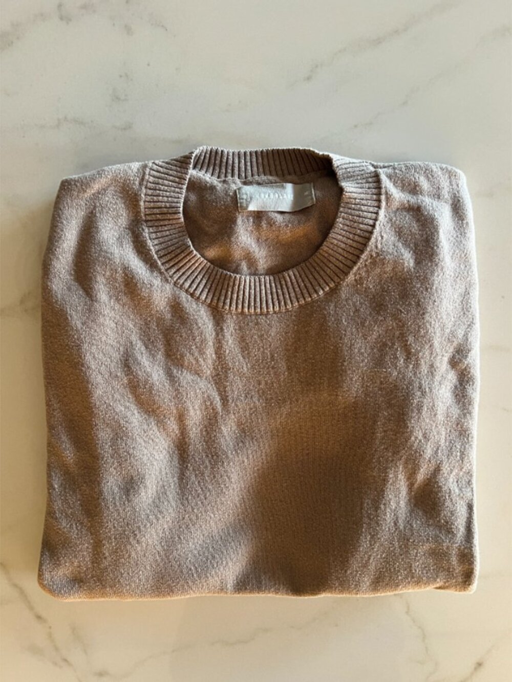 Everlane Taupe Fine-Knit Crewneck Sweater — Medium